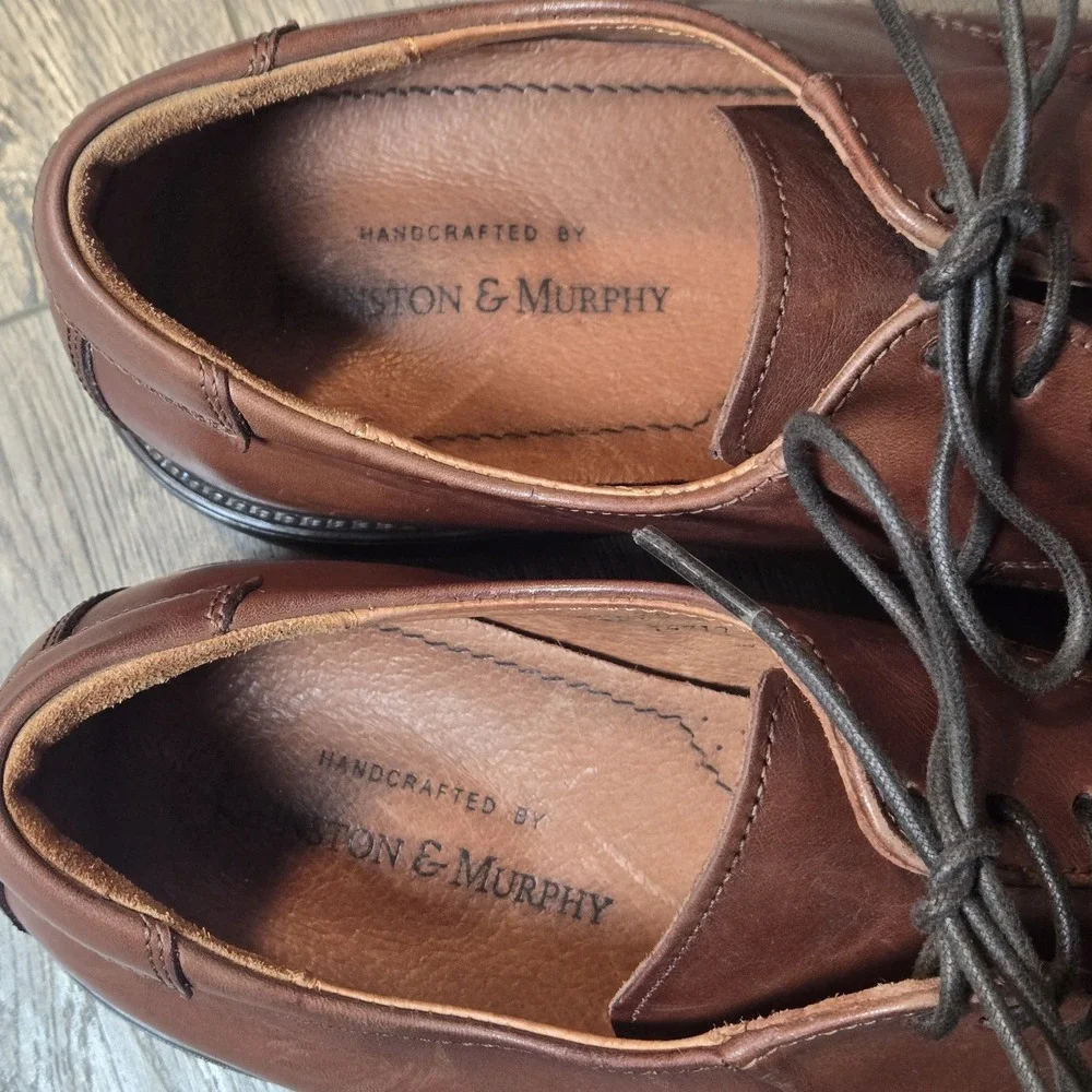 Johnston & Murphy 8.5 M Brown Leather Dress Oxford Shoe Laces 20-7112 Italy